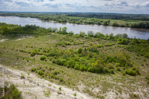 Aerial view - Vistula River near Kazimierz Dolny , Poland