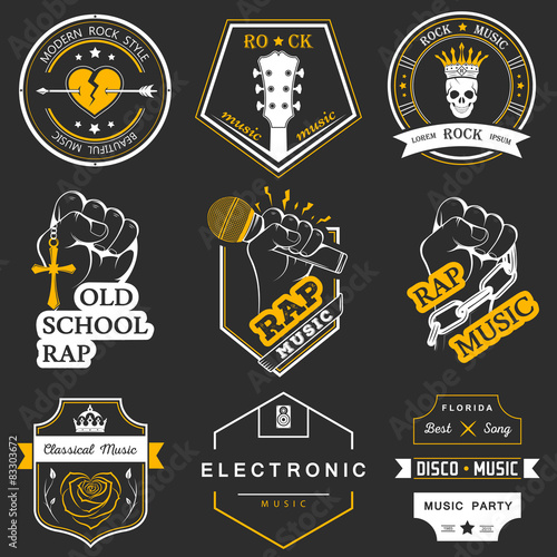 Set of vector logos and badges music