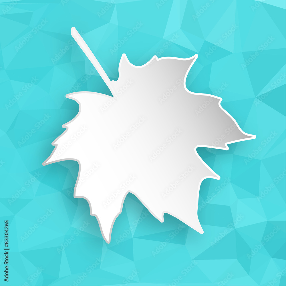 Paper leaf over geometric background Paper leaf over geometric background
