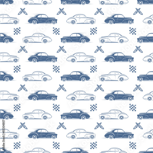 Vintage seamless pattern with cars.
