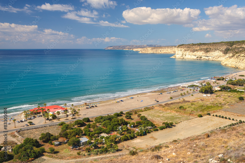Panorama of Episkopi  beach on Cyprus island, Limassol.