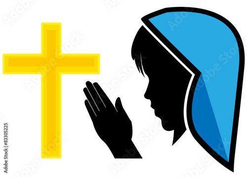 Profile of a prayer with Golden cross
