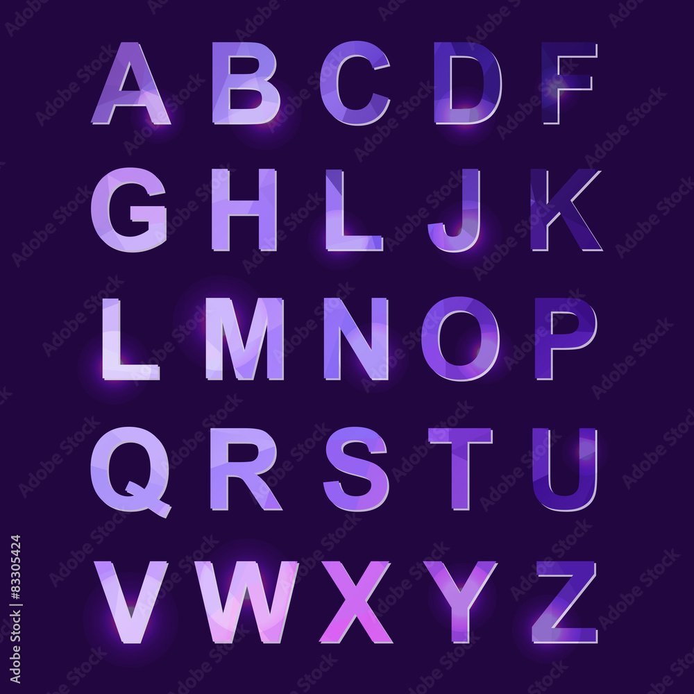 Vector Polygon Neon Alphabet Vector Polygon Neon Alphabet