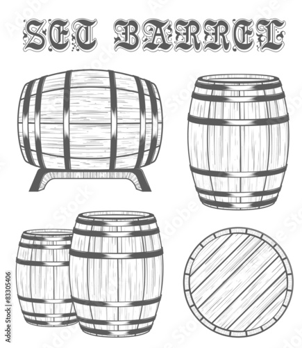 Vector set Barrels in Vintage Style © M.Style