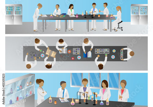 Medical Scientists - Laboratory Research, Different Situations Set - Vector Illustration, Graphic Design Editable For Your Design