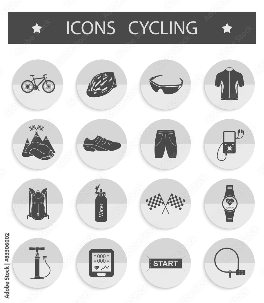Vector Set of Icons Cycling