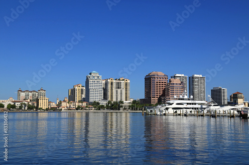 Beautiful skyline of downtown West Palm Beach  Florida