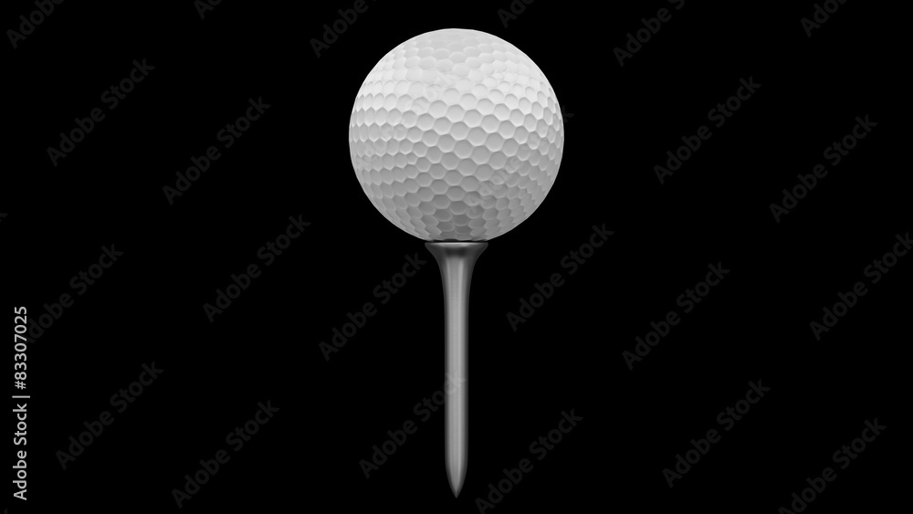 Another golf ball rotating on a metallic tee, rendered in 4K Another golf ball rotating on a metallic tee, rendered in 4K