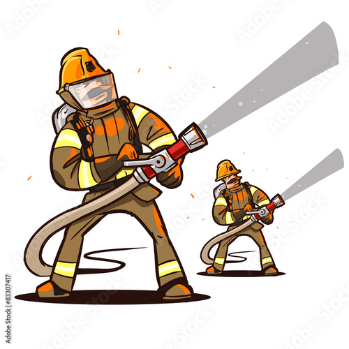 firefighter with the hose