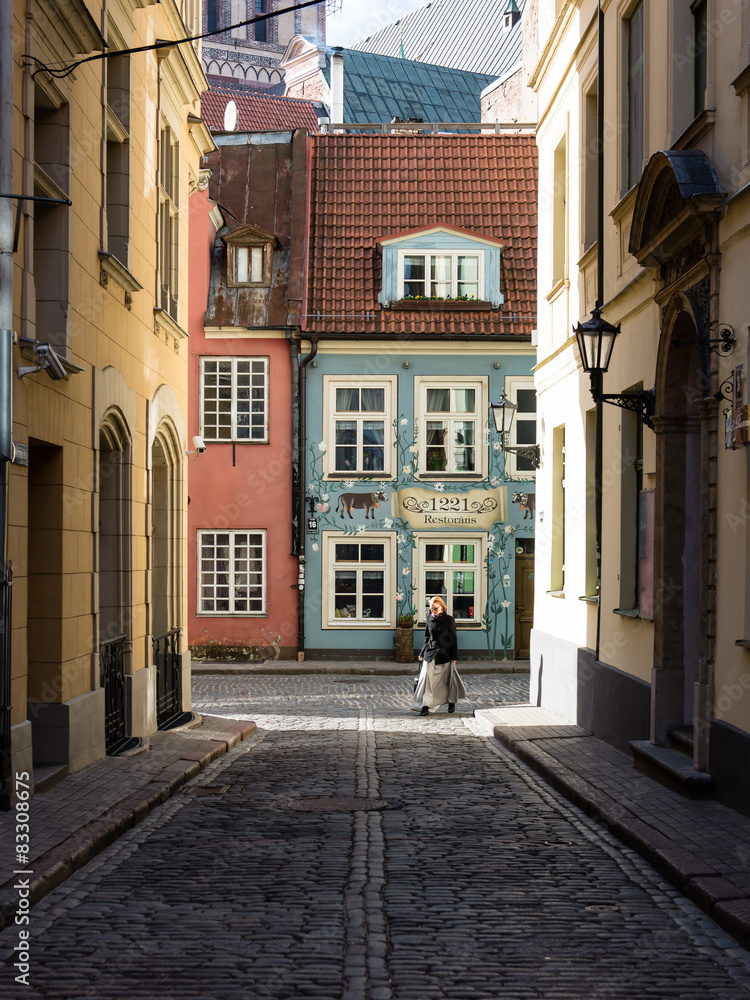 architectural details of old city center in Riga, Latvia