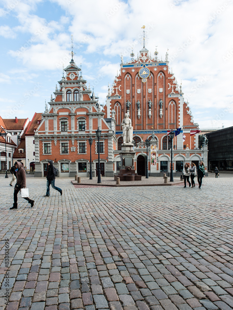 Obraz premium architectural details of old city center in Riga, Latvia