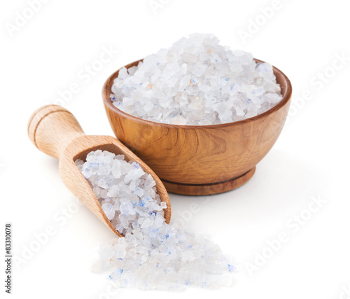 Persian blue salt in a wooden bowl
