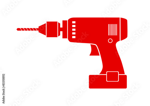 Red drill icon on white background