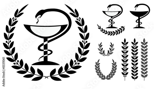 Pharmacy symbol medical snake and cup - vector illustration