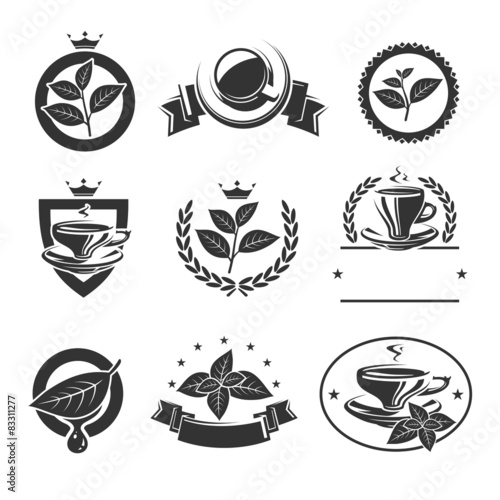 Tea labels and icons set. Vector