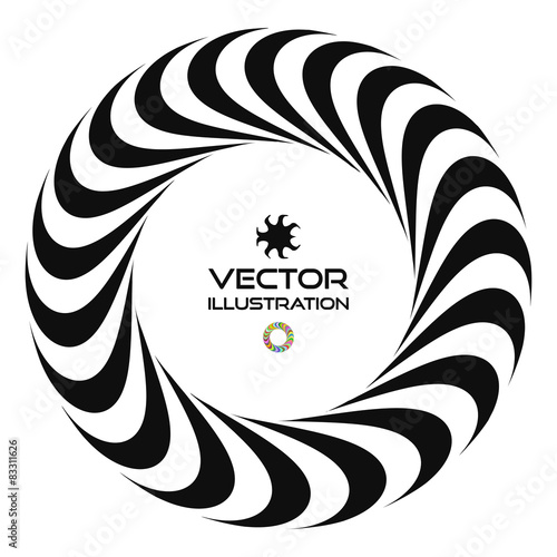Black and white vector illustration of 3d ring. Vector template.