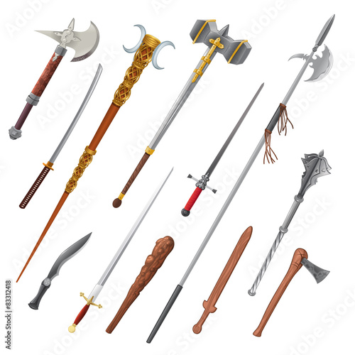 Set of different weapons