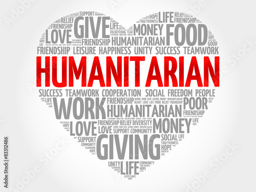 Humanitarian word cloud, heart concept