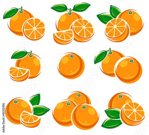 Oranges set. Vector