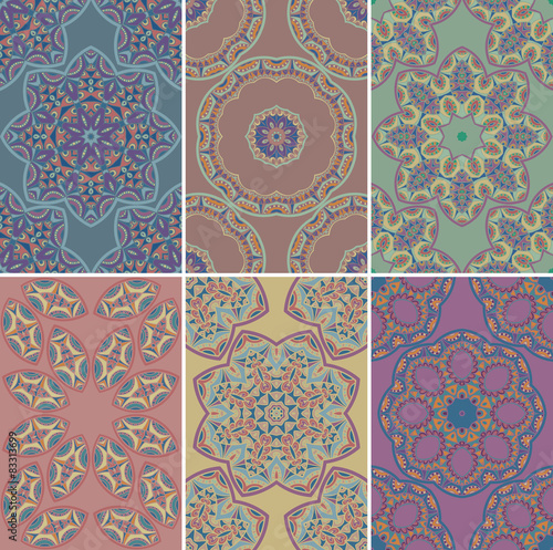 Set of seamless patterns in oriental style