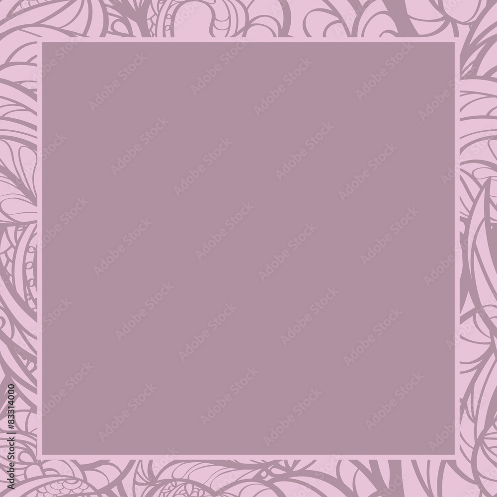 Hand drawn floral pink border. Hand drawn floral pink border.