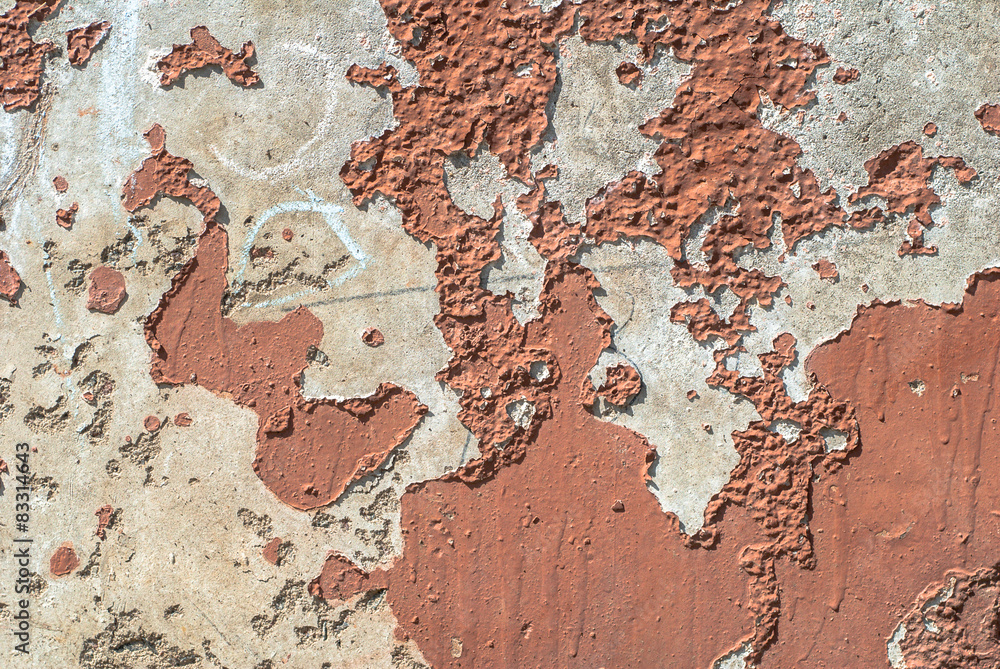 chipped paint on old concrete wall texture background