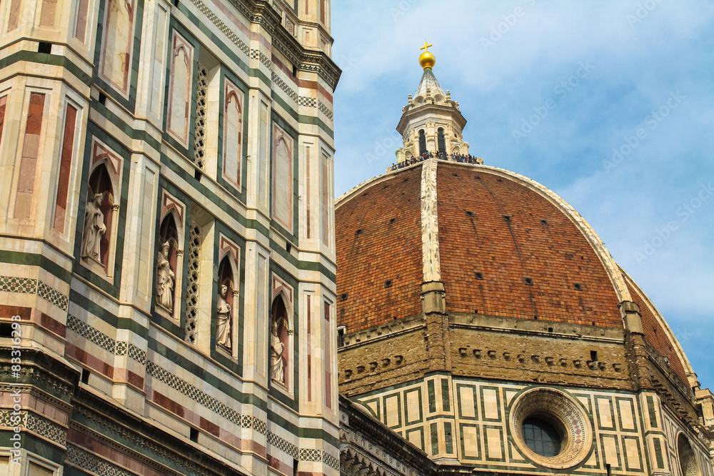 Brunelleschi's dome and of Giotto's belfry in Florence