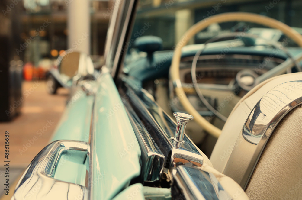 Interesting beautiful design of retro car with original wheel dr