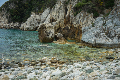 Picturesque beach Damouhari, Pelion, Greece photo