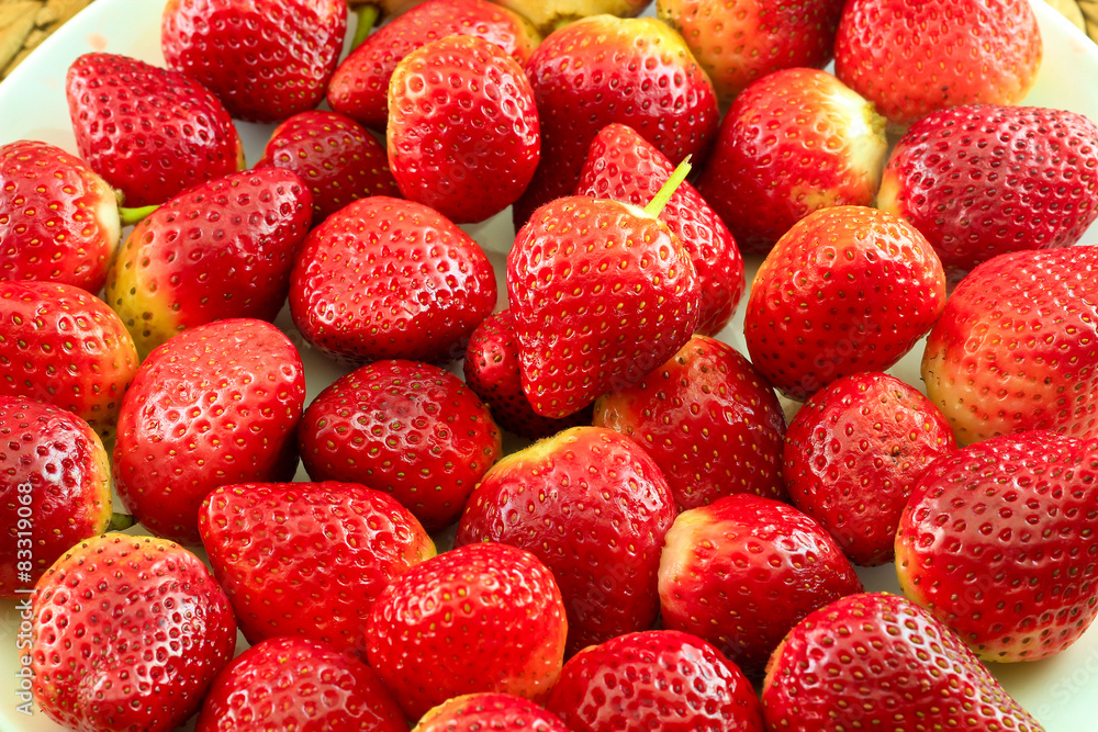 Fresh Strawberry on a Wooden Rustic Dish Fresh Strawberry on a Wooden Rustic Dish