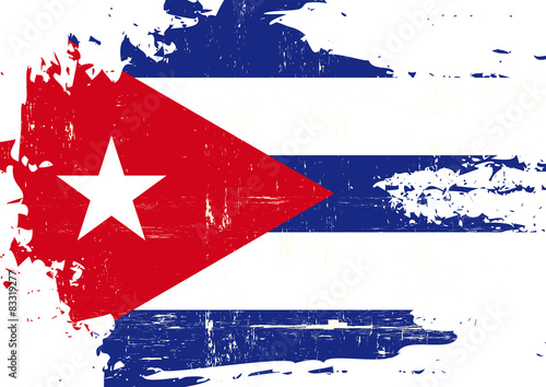 Scratched Cuban Flag