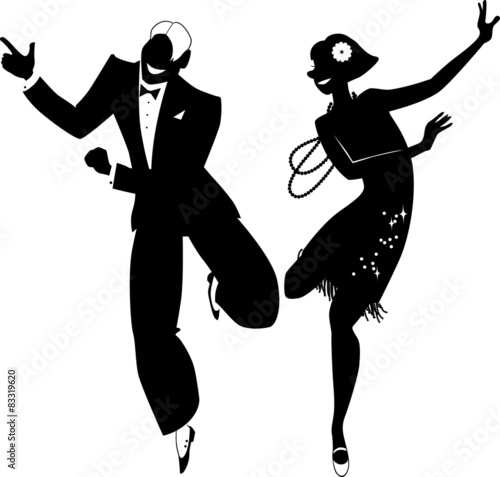 Vector silhouette of a couple dancing the Charleston #83319620