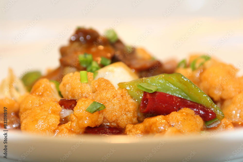 Chinese lagman spicy sauce with greens, vegetables Chinese lagman spicy sauce with greens, vegetables