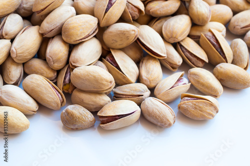 Close up of fresh pistachios. Whole background.