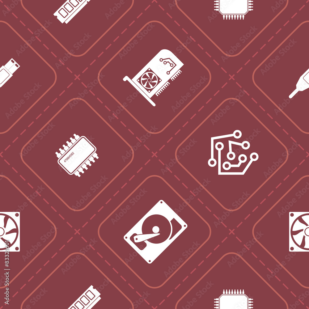 Seamless background with computer hardware and components Seamless background with computer hardware and components