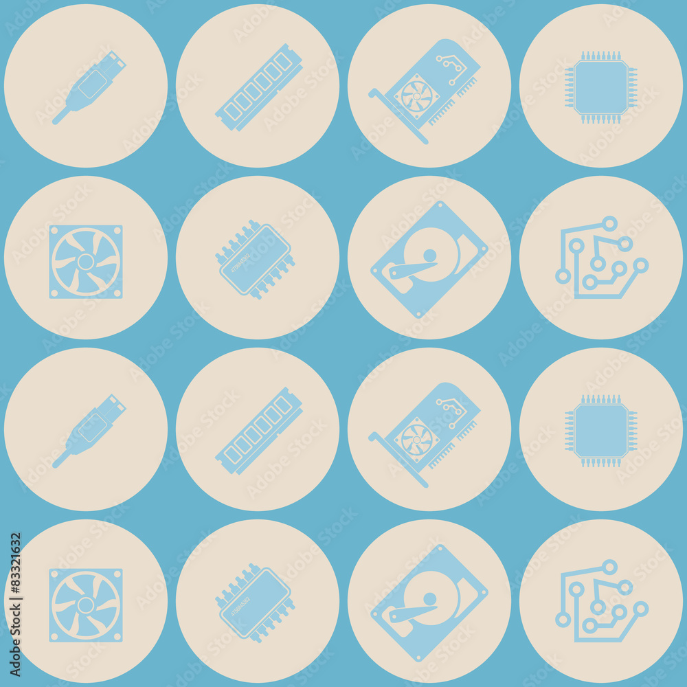 Fototapeta premium Seamless background with computer hardware and components