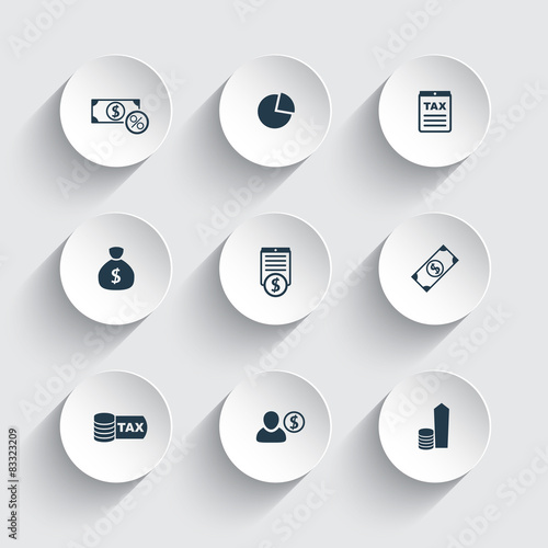 tax, finance, money, income round 3d icons