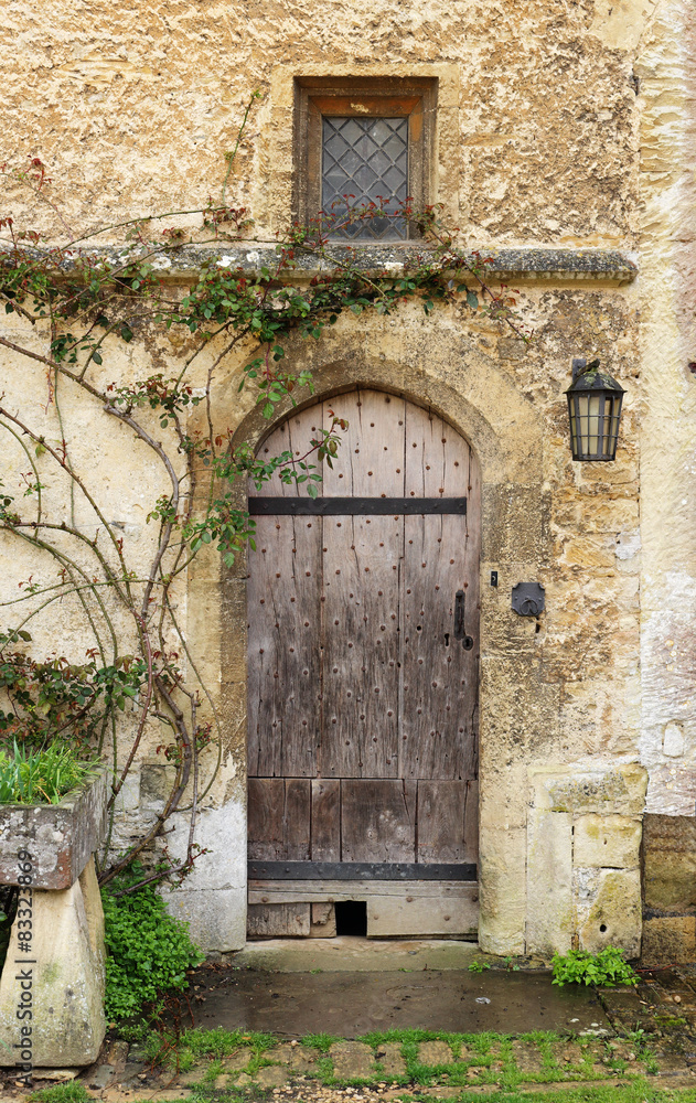 Wooden door into a medieval building