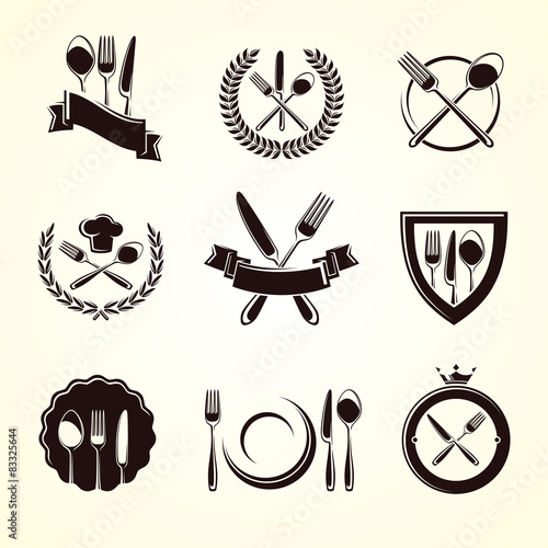 Restaurant labels set. Vector