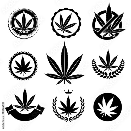 Cannabis, marijuana set. Vector