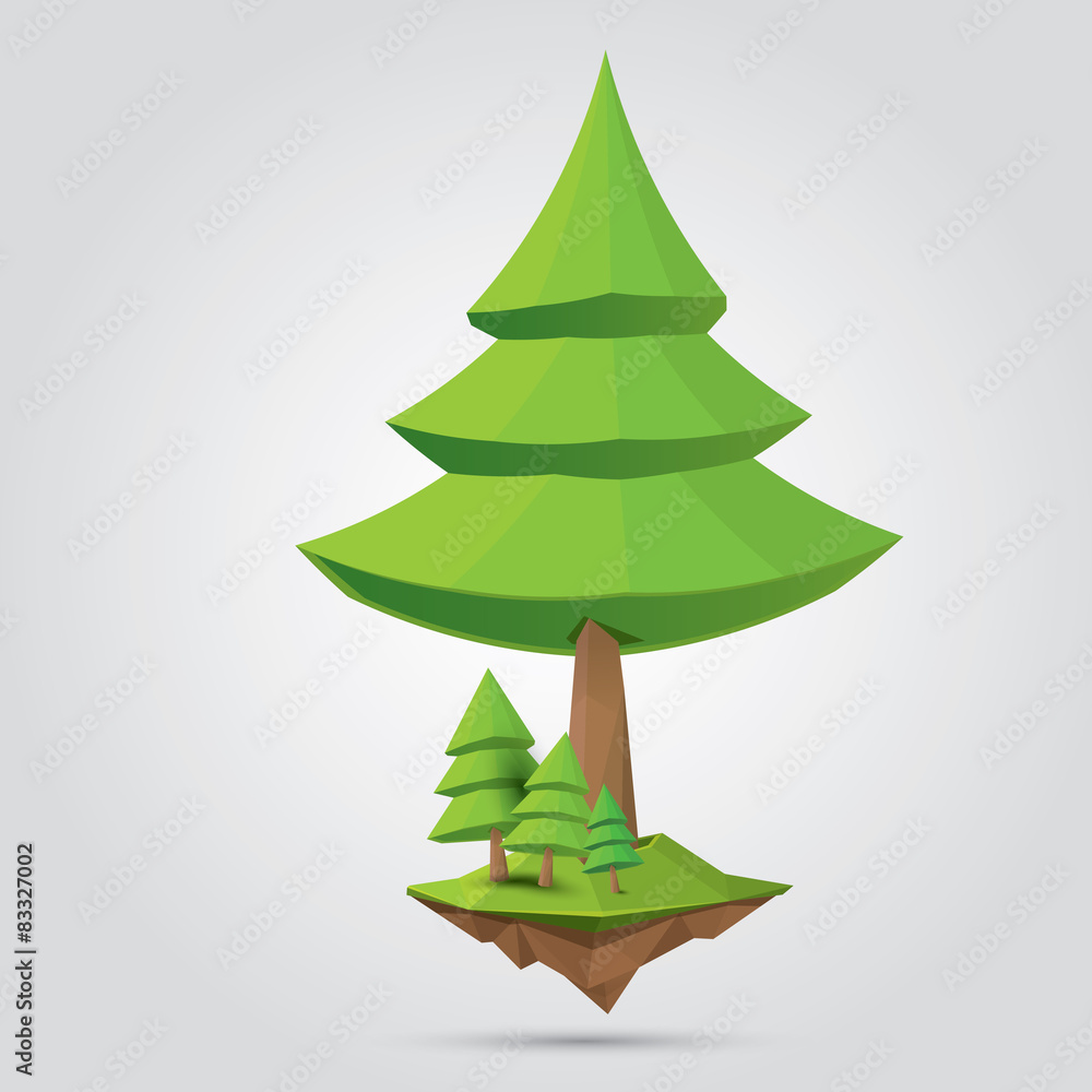 Obraz premium Conceptual polygonal tree. vector Illustration