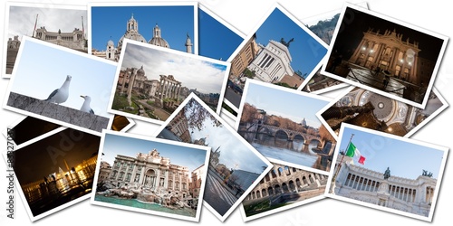 Postcard collage from Rome, Italy. 