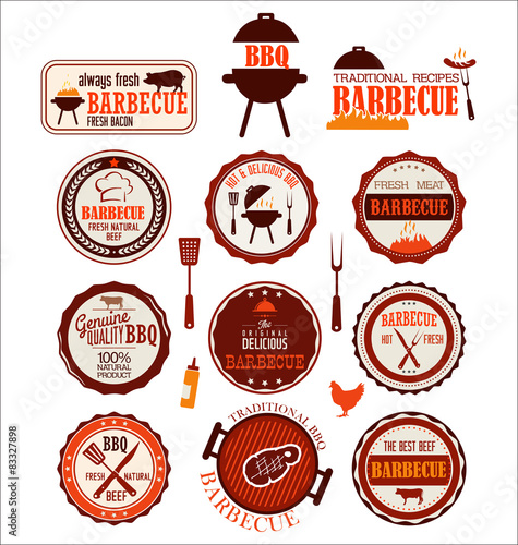 Set of barbecue labels