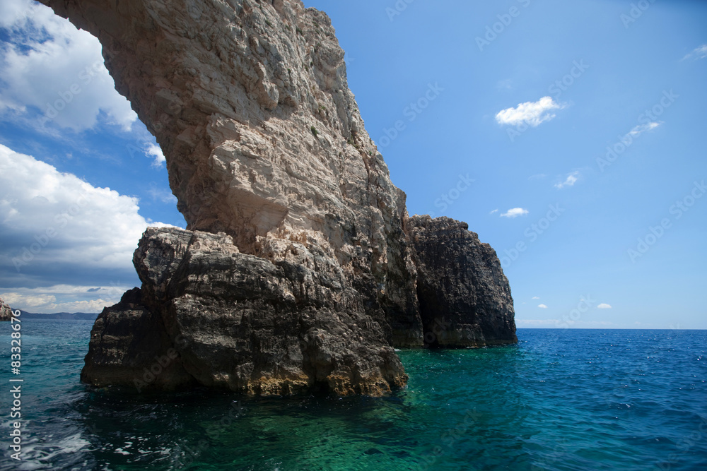 Blue caves on Zakynthos island, Greece 