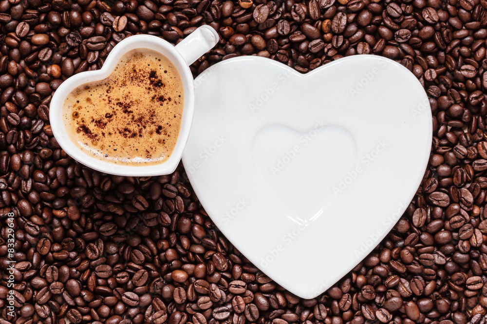 white coffee cup heart shaped with cappucino white coffee cup heart shaped with cappucino