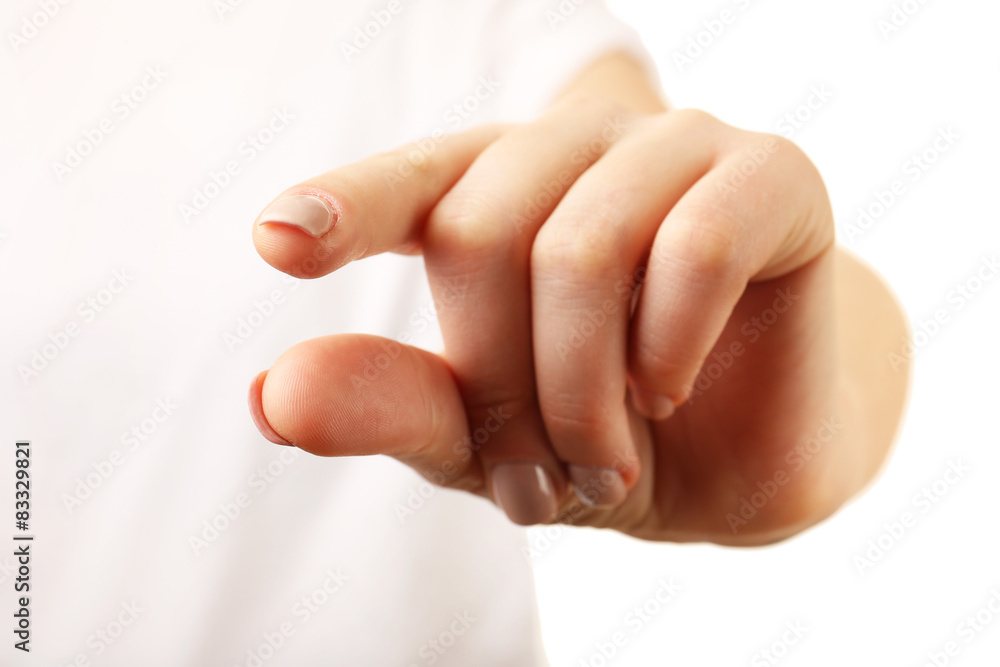 Naklejka premium Female hand gesture, closeup