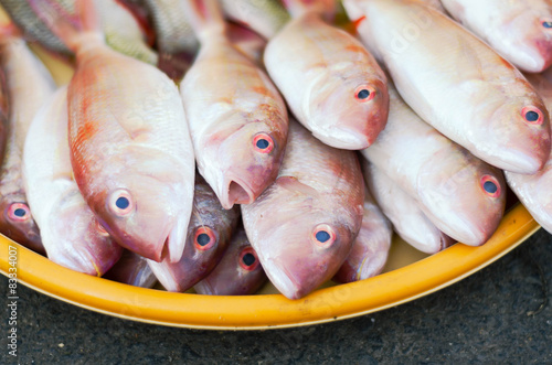fresh fish on asian street market