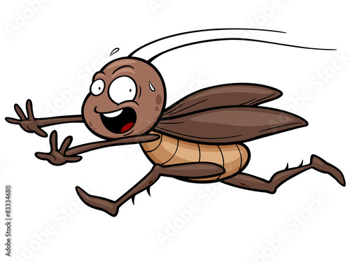Vector illustration of cartoon cockroach running
