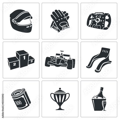 Auto Racing Icons Set