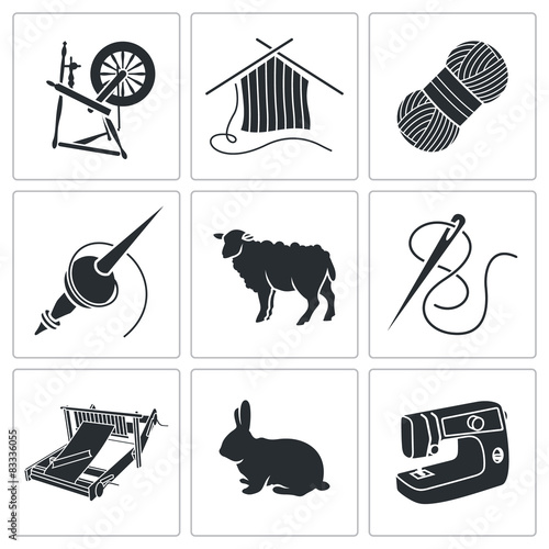 Wool, knitting Icons.